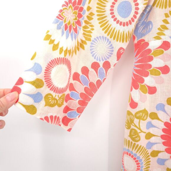 Boden 100% linen kaftan tunic shift dress Size 10 floral beach coastal cruise - Picture 3 of 9